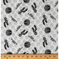 Cotton San Antonio Spurs White NBA Pro Basketball Sports Team Cotton Fabric Print by the Yard (83SAS0002-01)