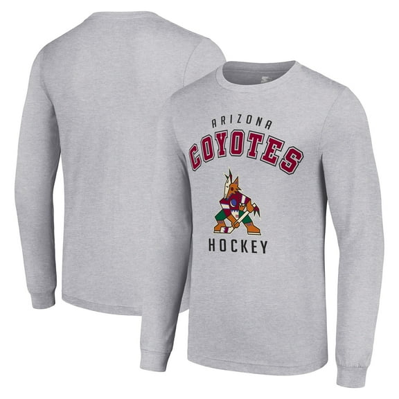 Men's Starter Heather Gray Arizona Coyotes Logo Long Sleeve T-Shirt