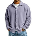 thumbnail image 2 of Dwellite Men's Button Down Shirt 2026 Spring Fashion Jacket Casual Long Sleeve Lightweight Solid Color Shirts Light Purple 2XL, 2 of 7