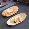 thumbnail image 2 of Shoreew 100Pcs Sushi Serving Boat Japanese Style Solid Wood Disposable Food Grade Dessert Salad Appetizer Food Serving Tray Kitchen Supplies, 2 of 6