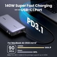 thumbnail image 5 of Banco de energía portátil UGREEN de 140 W, 25000 mAh, PD, carga rápida, para computadora portátil, Notebook, Xiaomi 13, batería externa de carga rápida, 5 of 5