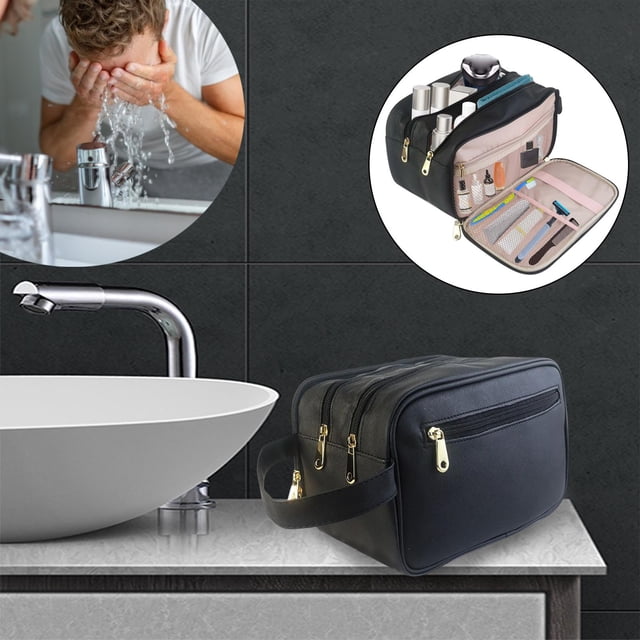 Neceser de piel sintética para hombre, bolsas de cosméticos impermeables con cremallera, estuche de maquillaje para baño, , artículos de tocador, Macarena Organizador de artículos de tocador