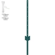 VEVOR 3 Feet Fence Post, 10 Pack U-Channel Heavy Duty Metal Fence Posts, Sturdy Steel Fence Stakes for Garden Yard, Lawn, Farms and Outdoor Wire Fencing, Green