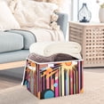 thumbnail image 3 of Yayeee Collapsible Cube Storage Bin with Lid Fabric Closet Decorative Basket with Handles, Futuristic Sun, 3 of 7