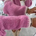 thumbnail image 5 of YDFCWXW Women Fall Open Front Color Block Cardigan Sweater Casual Striped Knit Oversized Cardigan Hot Pink, L, 5 of 9