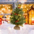 thumbnail image 4 of 18 inch Prelit Mini Christmas Tree, Artificial Xmas Tree with 20 LED Lights Red Berries Burlap Base, 4 of 9