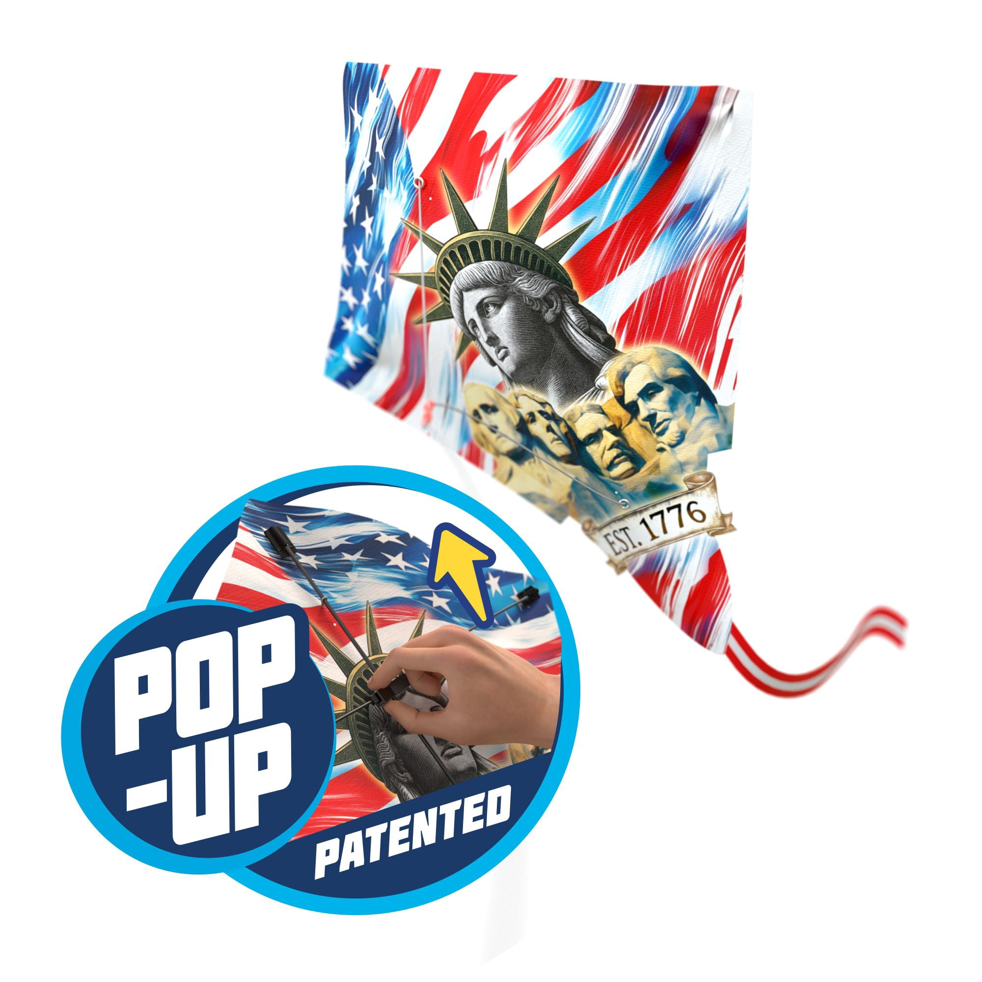 Wicked Kites Ready 2 Fly American Liberty Pop-Up Ripstop Fabric Diamond Kite