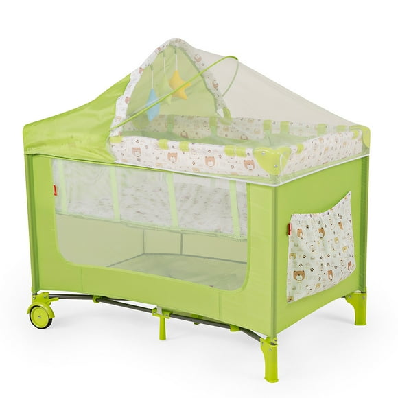 Cuna Corral para Bebé D'Bebé Rest con Toldo Mosquitero Verde