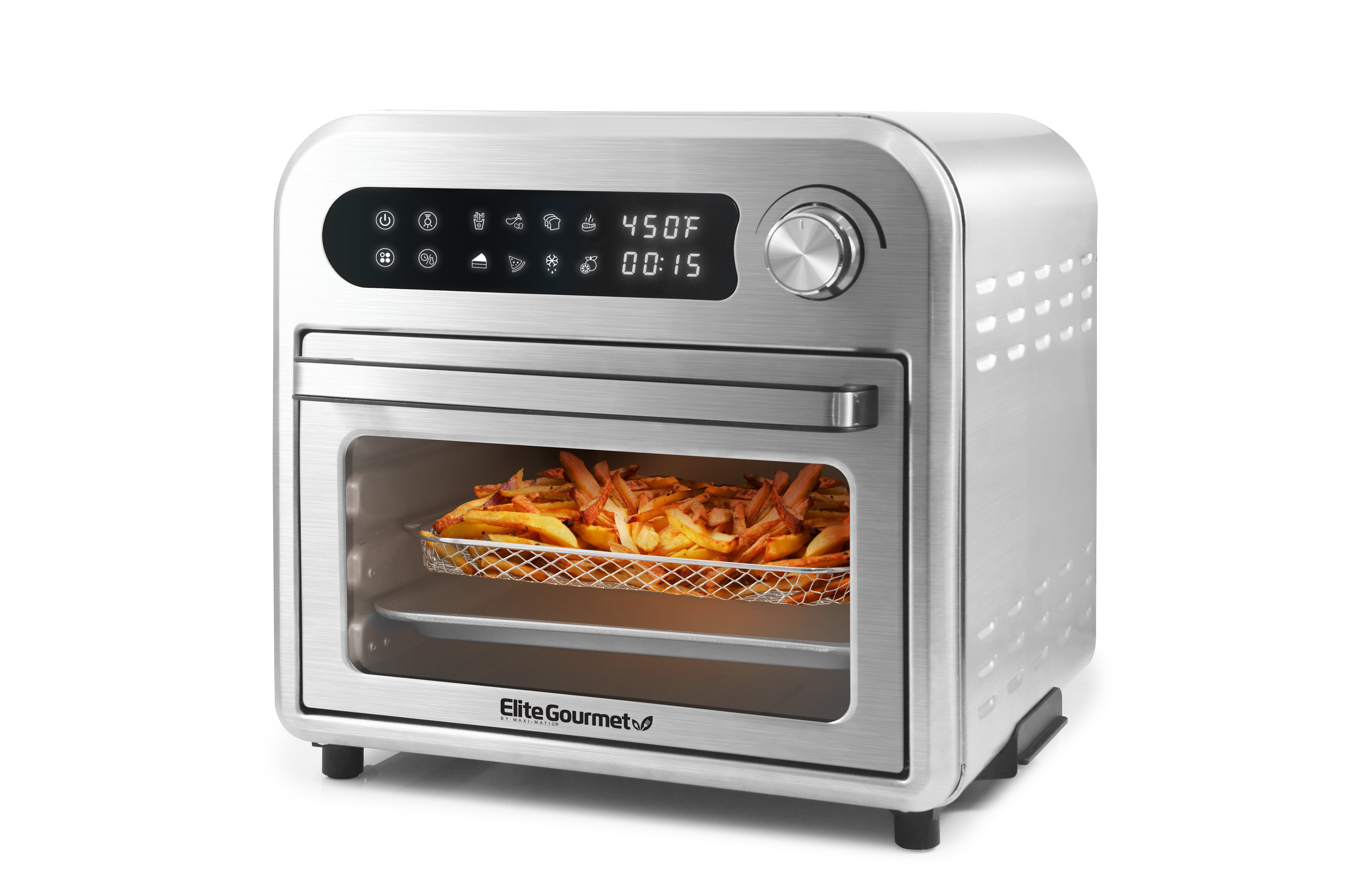 Elite Gourmet InfiniteUse Air Fryer Oven, Stainless Steel, 10 L