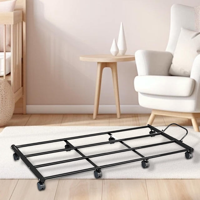 Contenedor de almacenamiento debajo de la cama, estante con ruedas, cajón de almacenamiento plano rodante extraíble resistente, organizador debajo de