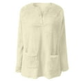 thumbnail image 5 of Besolor Womens Fuzzy Sherpa Fleece Sweaters Casual V Neck Sweatshirt Pullover Loose Cozy Winter Loungewear with Pockets, 5 of 5