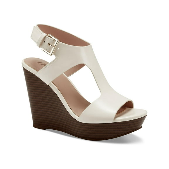 INC Womens Valleri Faux Leather Open Toe Wedge Sandals