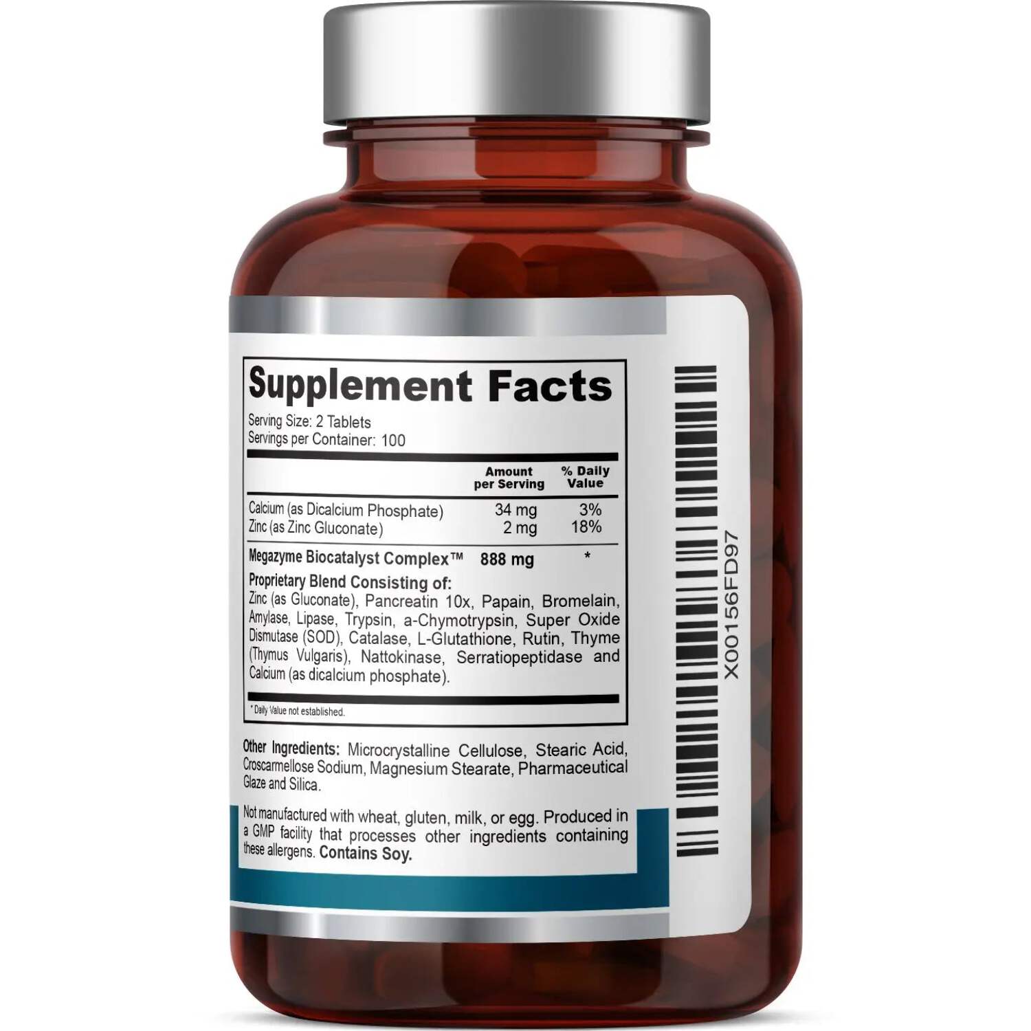 Health Genesis Megazyme Forte 200 Tablets - Natural Plant Proteolytic Enzymes Nattozimes Serrazimes Supports Digestive System Immune Health
