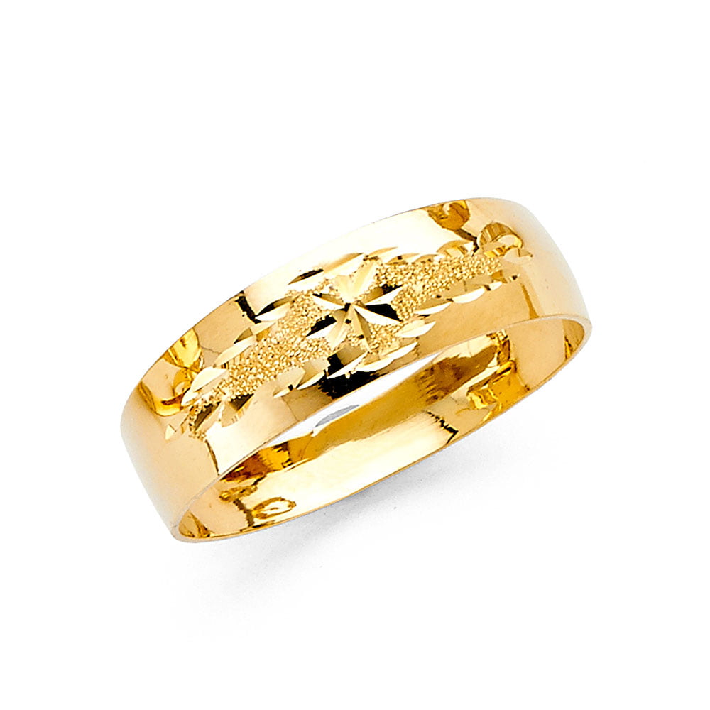 Solid Real 14K Yellow Gold Wedding Anniversary Band Ring Milgrain Mens Womens 