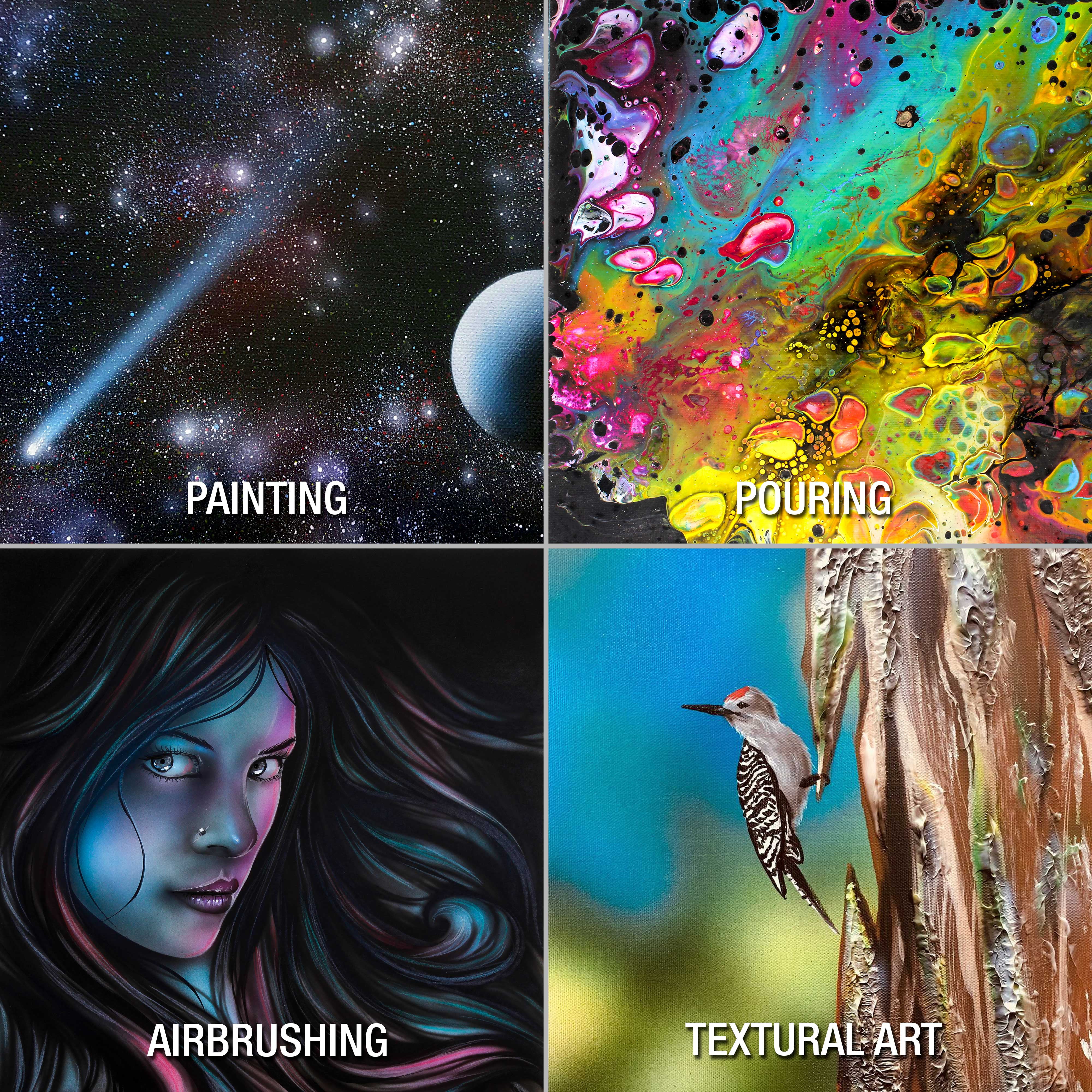 U.S. Art Supply 16 x 16 inch Black Stretched Canvas 12-Ounce Primed, 4-Pack - Professional Artist Quality 3/4" Profile, 100% Cotton, Heavy-Weight, Gesso - Painting, Acrylic Pouring, Oil Paint