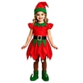 thumbnail image 2 of CUZIBR Baby Girl Christmas Elf Costume 4 PC Outfits Dresses And Socks Hat Shoes Set Long Sleeve Crew Neck Cozy Festival Wear,Red,3-4 Years, 2 of 6