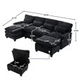 thumbnail image 6 of 106" U Shape Sectional Sofa Cloud Couch for Living Room, Upholstery Comfy Modular Sofas, 4 Seat Chenille U-Shaped Sleeper Sofa with Chaise Lounge, Ottoman & Pillows (Black), 6 of 11