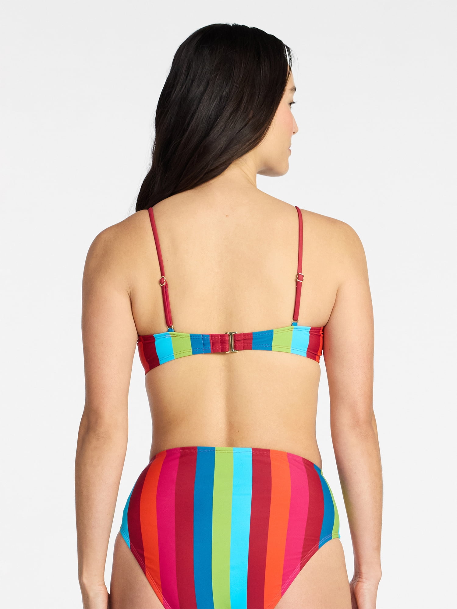 Time and Tru Women’s and Women’s Plus Striped Bralette Bikini Top, Sizes XS-3X, Family Swim