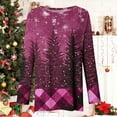 thumbnail image 5 of yoeyez Christmas Shirts for Women Plus Size Xmas Tree Graphic Tunic Tee Long Sleeve Round Neck Tops Loose Fit Christmas Holiday Party Blouse, 5 of 6