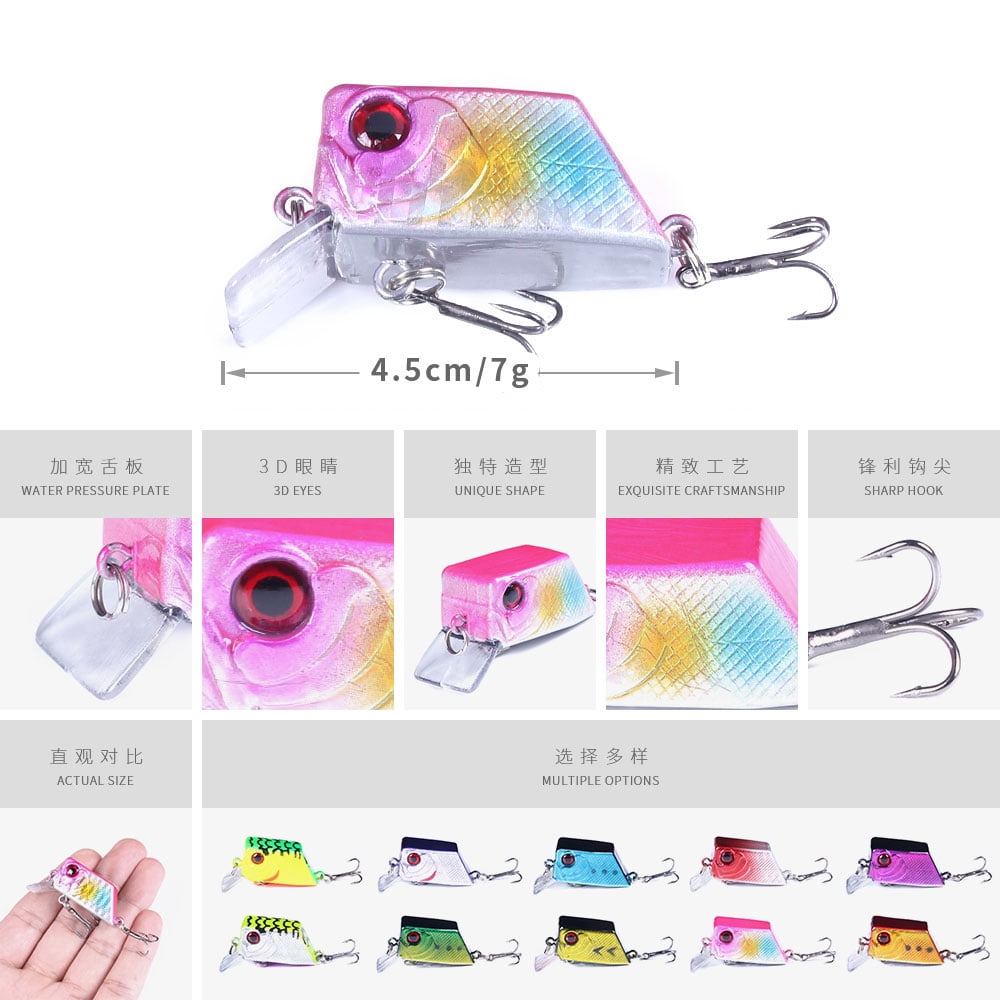 HENGJIA Square Bill Crankbaits for Bass, 10pcs Crank Baits Fishing lures, Topwater Fishing Hard Baits for Bass Trout Freshwater and Saltwater