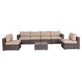 thumbnail image 1 of Living Source International Ensemble Sectionnel 7 Pcs avec Coussin Beige en Brun, 1 of 2