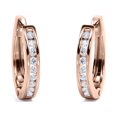 thumbnail image 1 of JeenMata Aros Clásicos con Diseño de Canal Pavé de Diamantes de Talla Redonda de 0,5 Quilates con Forma de Semi-eternidad y Baño de Oro Rosa de 18 K sobre Plata, 1 of 3