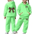 thumbnail image 3 of Gzbliryd Girls Graphic Jogging Suits Sweatsuits 2 Piece Set Oversized Hoodie and Sweatpants Fall set for girls Winter Clothes (Green,4-5 Years), 3 of 8