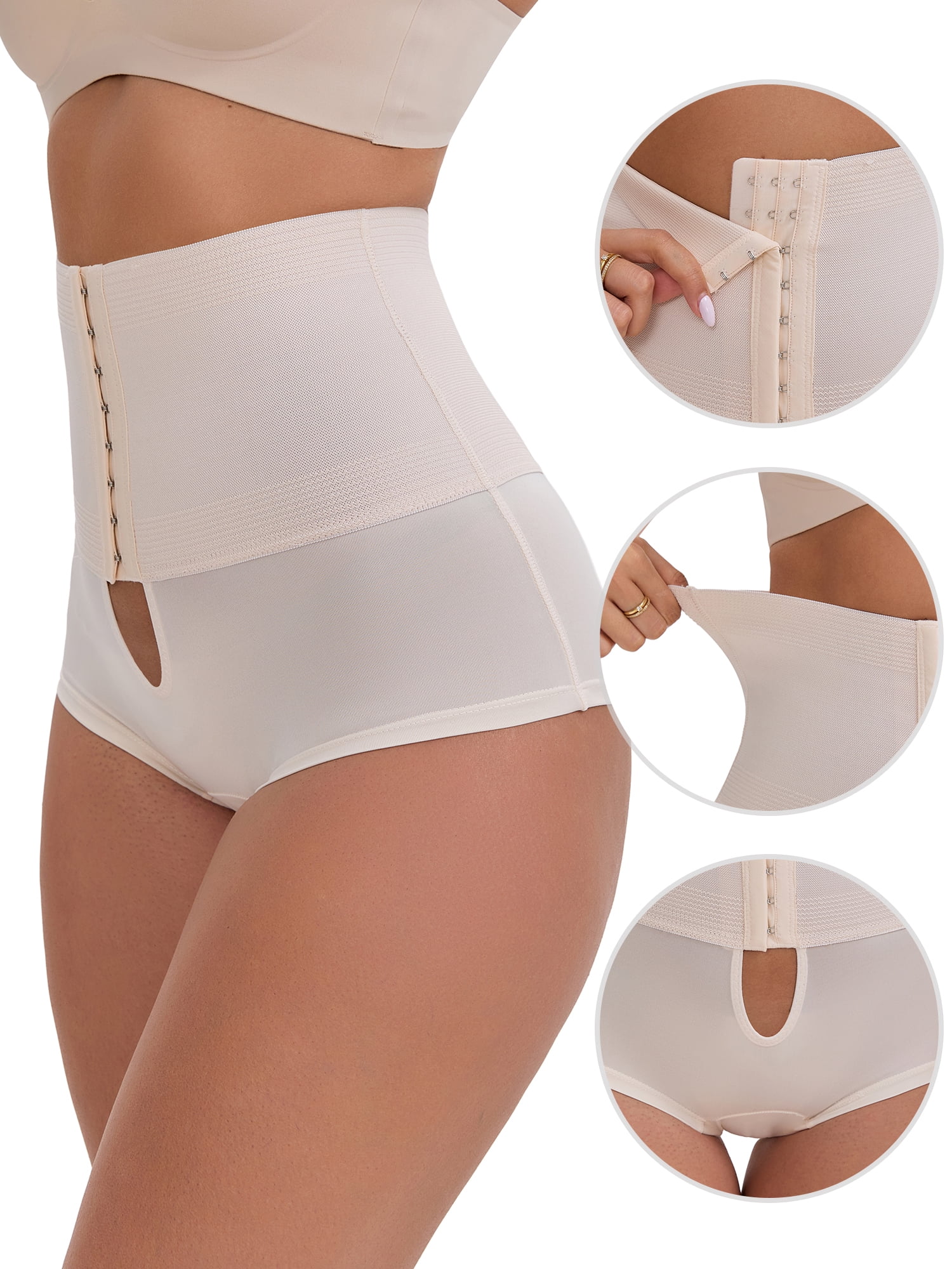 DARING DIVA Women's High-Waisted Shaper Knickers Tummy Control Half-Hip Shorts XXL White
