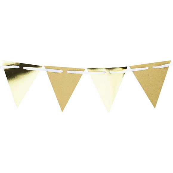 Creative Converting Gold Glitter Flag Banner, 1 Piece