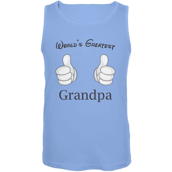 Father's Day - World's Greatest Grandpa Cartoon Carolina Blue Adult Tank Top - Medium