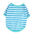 thumbnail image 1 of Dog Striped Round Neck T-Shirt - Polyester. Korean Style, Comfortable, Elastic, Suitable for Daily Wear, 1 of 5