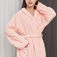 thumbnail image 6 of Bxsruta Womens Plush Hooded Robe Soft Fleece Bathrobe Long Loungewear with Pockets and Belt, 6 of 7