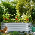 thumbnail image 4 of Aoodor Galvanized Raised Garden Bed Kit, 4x2x1 ft Oval Planter Box for Vegetables, Flowers, and Herbs, Outdoor Use, Silver, 4 of 9