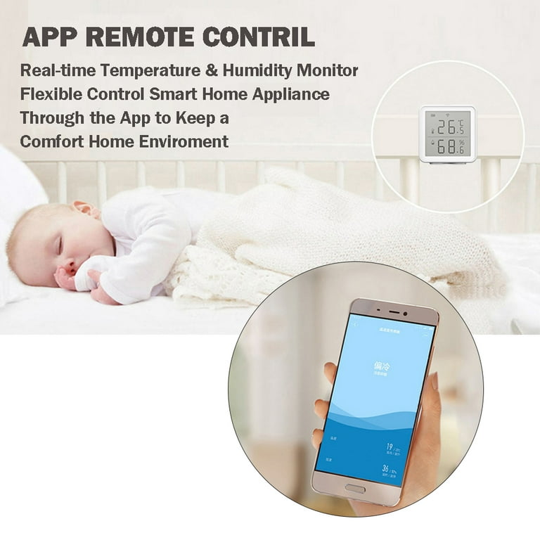 Dcenta Smart WiFi Temperature Humidity Monitor, APP Remote Monitor