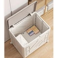 thumbnail image 3 of Colourtree Beige Folding Plastic Storage Box, Large Capacity Clothes Blanket Storage Bin With Lid And Wheels, Closet Organizer And Storage Containers For Home Office Dormitory, 3 of 5