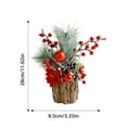 thumbnail image 3 of 11 Inch Small Christmas Tree Artificial Mini Tabletop Christmas Tree with Pine Cones Red Berries Holiday Ornaments for Indoor Outdoor Home Room Party Winter Christmas Decorations Centerpiece, 3 of 8