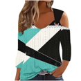 thumbnail image 2 of RXIRUCGD Blouse Décontractée à Rayures à Manches Courtes pour Femmes, Vert Menthe, Taille: 2TG, 2 of 5