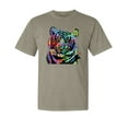 thumbnail image 1 of Wild Bobby,Cool Rainbow Neon Trippy Jungle Tiger Eyes Animal Lover Garment-Dyed Washed Look Short Sleeve Tees, Sand, Small, 1 of 3