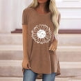 thumbnail image 4 of Pxiakgy Vente Chaude!! T-Shirt Graphique Tournesol Mignon à Manches Courtes Imprimé Vintage Mode Décontractée Col Rond Manches Courtes devant Long Dos T-Shirt Café L, 4 of 4
