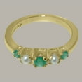 thumbnail image 5 of LBG British Made 10k Yellow Gold Womens Ring Natural Emerald & Cultured Pearl band Ring - 33 size options - Size 7.5, 5 of 6