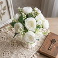 thumbnail image 4 of Artificial Peony Rose Bouquet, Faux Flower Arrangement Decor, Peony Floral Centerpiece Accent, Wedding Table Vase Decoration, Home Party Event Display, Decorative Flower Bouquet, 4 of 6