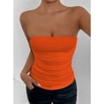 thumbnail image 5 of Women'S Tube Tops Strapless Going Out Crop Tank Top Ruched Bandeau Outfits Sleeveless Y2K Shirts Orange M, 5 of 7