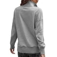 thumbnail image 3 of Wevis Women's Stand Collar Button Long Sleeve Pullover Tops Loose Casual Sweatshirt, 3 of 4