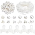 thumbnail image 1 of 20 yardas de presillas para botones de vestido de novia blanco, adorno de trenza pequeña, flecos de borla, adorno de encaje con 60 botones de perla, extensor de cremallera para coser vestidos, 1 of 9
