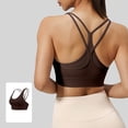 thumbnail image 2 of FRSASU Womens Seamless Strappy Longline Sports Bra Scoop Neck Criss Cross Padded Yoga Workout Cami Coffee, 2 of 6