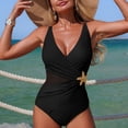 thumbnail image 7 of BOBOGOJP Women One Piece Swimsuit Solid Ribbed Monokini Swimwear Scoop Neck Low Back Bathing Suit Black for Size XL, 7 of 7
