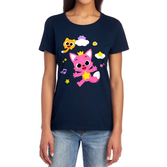 Pinkfong and Ninimo Clouds Women's T Shirt, Navy, Large