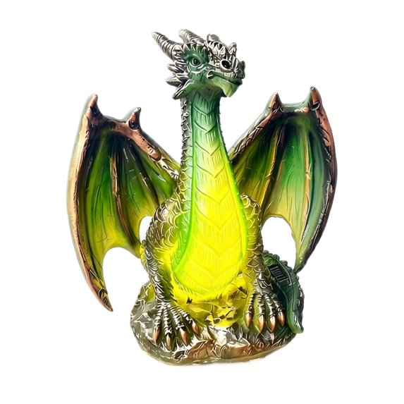 Solar Blue Ice Dragon Garden Light, 16 Inch 3D Glowing Fantasy Dragon Yard Decor, Dragons Solar Lights Outdoor Resin Lamp, Gothic Garden Decor Figure with LED for Halloween Decorations (Green) 