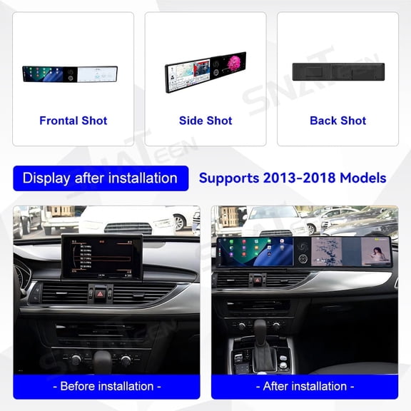SNATEEN Dual 12.3 inch Carplay Screen/Radio/Multimedia Player for Audi A6 A6L 2013-2018 Models Universal Car Navigation/GPS Upgrade Headunit Android Display 1080P Touch Screen Replace System