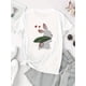 thumbnail image 2 of Camiseta informal con estampado de conejito y corazón para mujer: algodón suave, cuello redondo, manga corta, cómoda camiseta de verano en blanco. Camisetas informales., 2 of 6